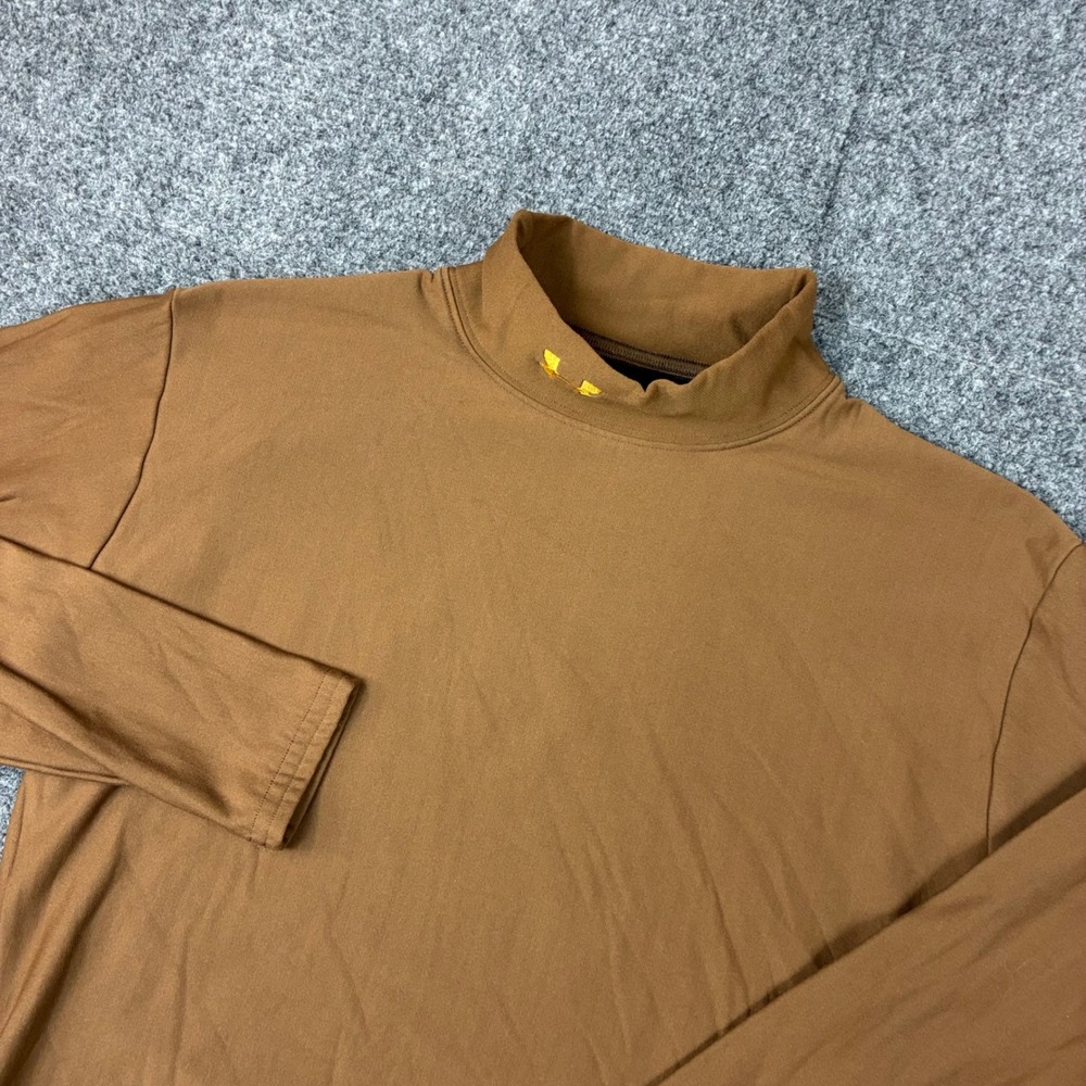 Under Armour ColdGear Mock Neck Base Layer Top Brown Mens MD Long Sleeve